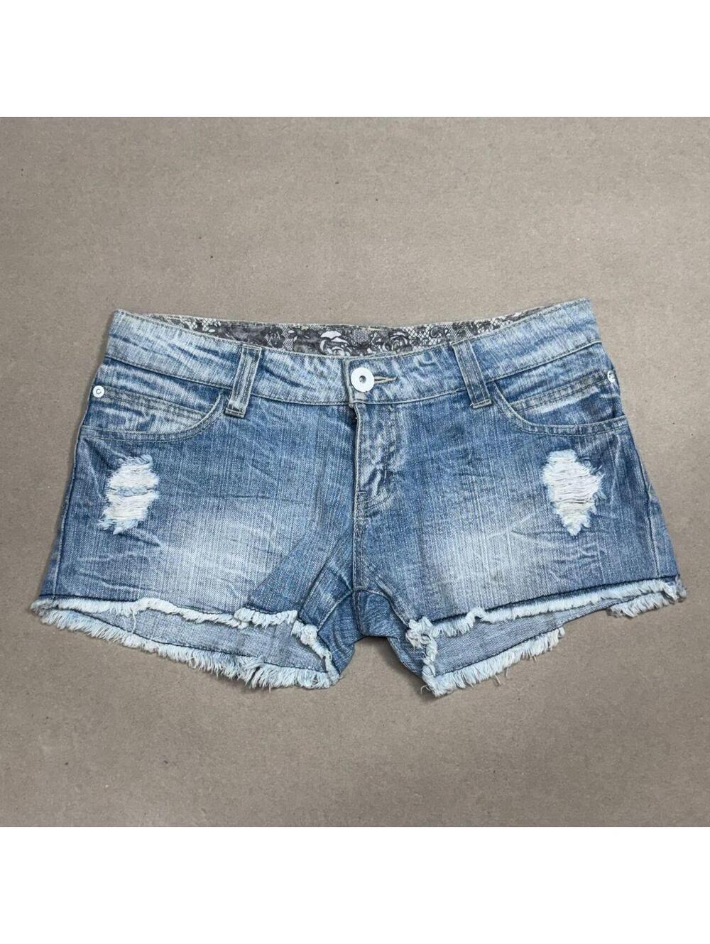Vintage Y2K Low Rise Denim Micro Shorts Faded